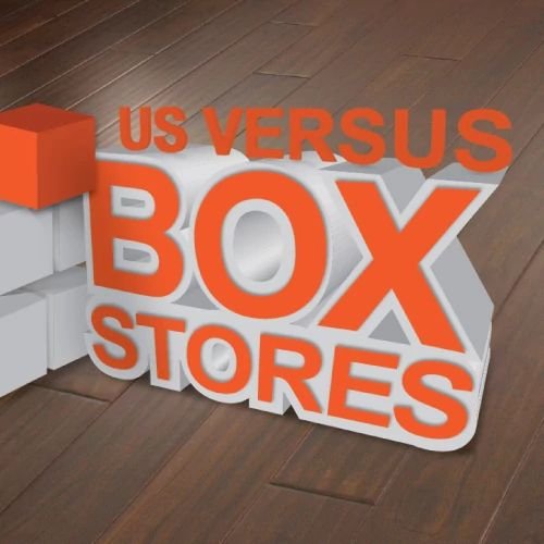 Us Vs Box Stores graphic from The Carpet Yard in McLean, VA