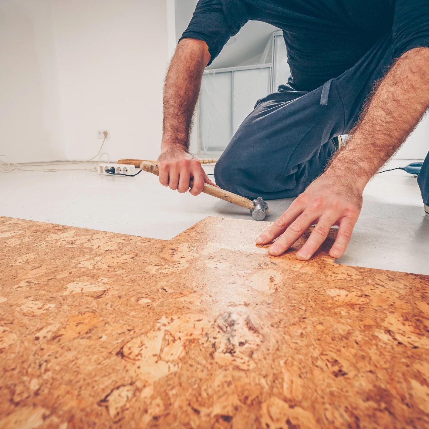 Cork floor installation from The Carpet Yard in McLean, VA