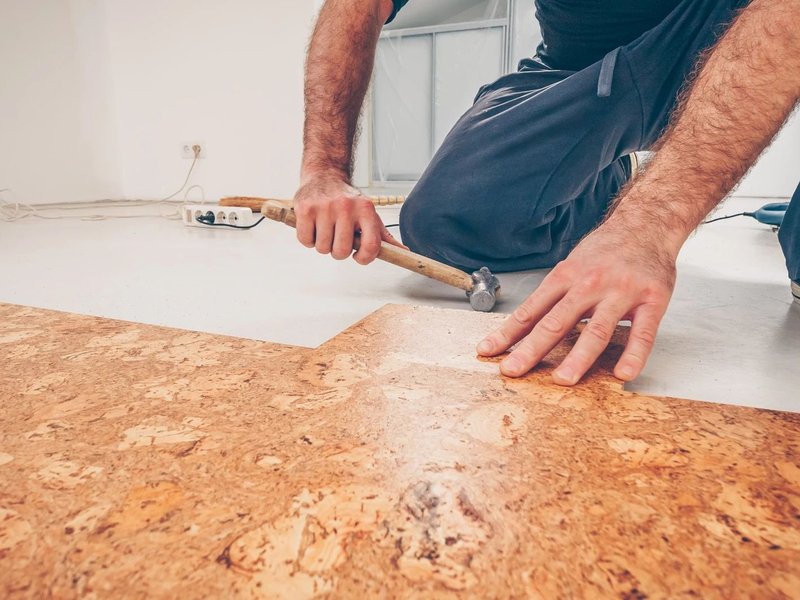 Cork floor installation from The Carpet Yard in McLean, VA